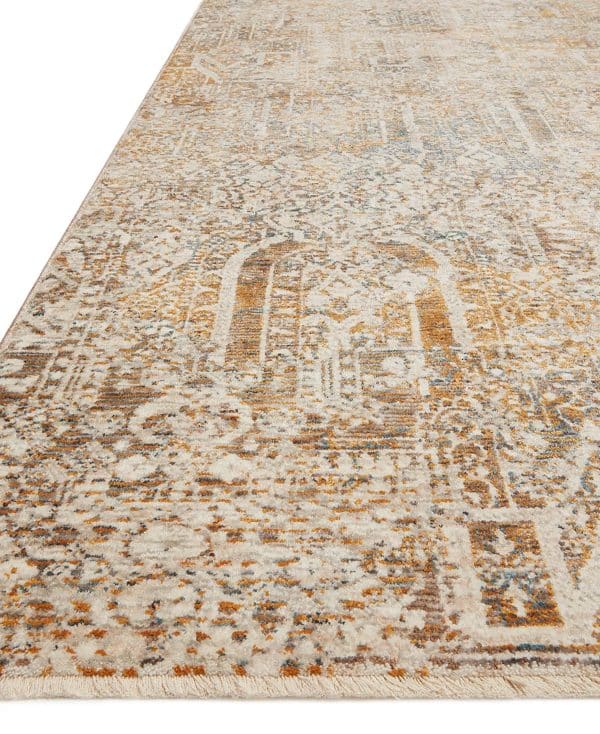 Lourdes Ivory/Orange 7 ft. 10 in. x 10 ft. Distressed Persian Area Rug - Image 3