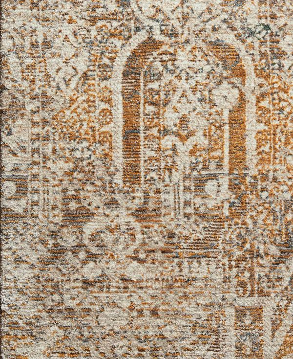 Lourdes Ivory/Orange 7 ft. 10 in. x 10 ft. Distressed Persian Area Rug - Image 4