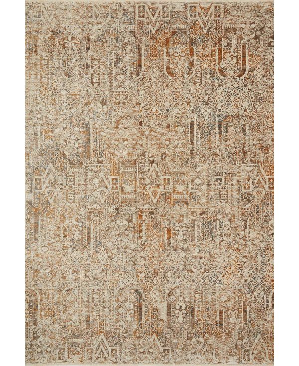 Lourdes Ivory/Orange 7 ft. 10 in. x 10 ft. Distressed Persian Area Rug