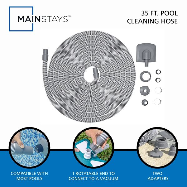 Mainstays 35 ft. Pool Cleaning Hose with Adaptors - Image 4