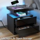 Hommpa LED Nightstand with Wireless Charging Station, Black