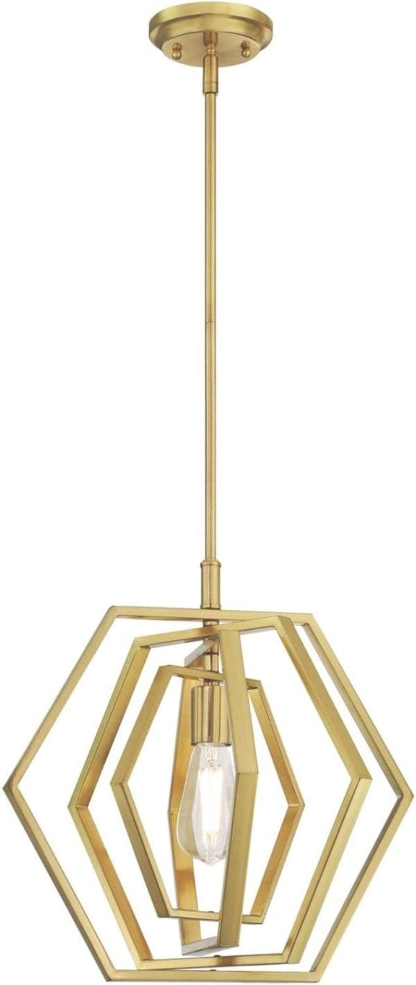 Champagne Finish Holly One-Light Indoor Pendant, 15-Inch