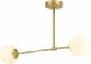 Semi Flush Mount Ceiling Light, 2 Light Globe, Satin Brass