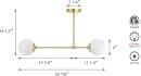 Semi Flush Mount Ceiling Light, 2 Light Globe, Satin Brass