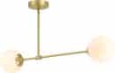 Semi Flush Mount Ceiling Light, 2 Light Globe, Satin Brass