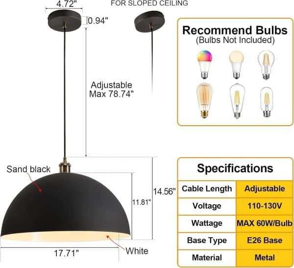 Interior Pendant Light, Black - Imagen 3