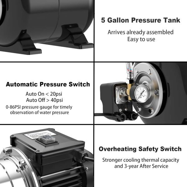 1.6HP Shallow Well Pump with Pressure Tank - Imagen 8