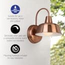 Indoor/Outdoor Mason Barn Light, 8 Copper Finish