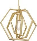 Champagne Finish Holly One-Light Indoor Pendant, 15-Inch