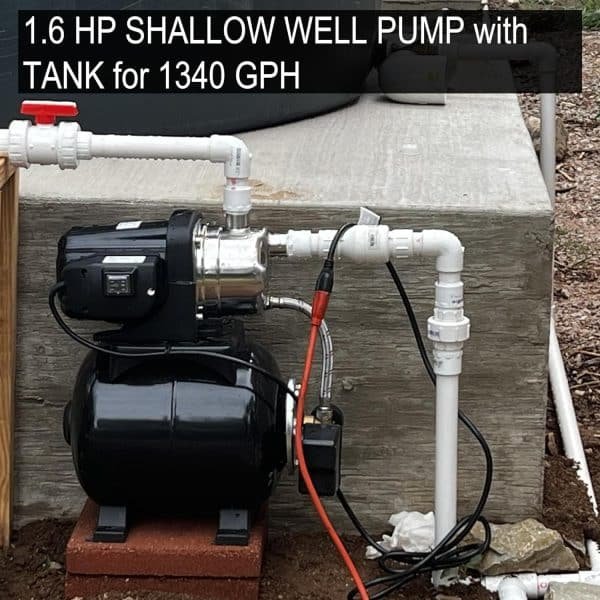 1.6HP Shallow Well Pump with Pressure Tank - Imagen 3