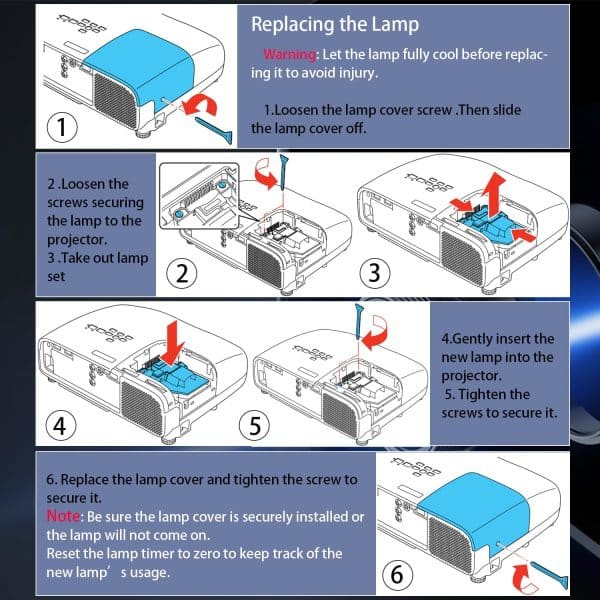 Replacement Projector Lamp Bulb with Housing - Image 7