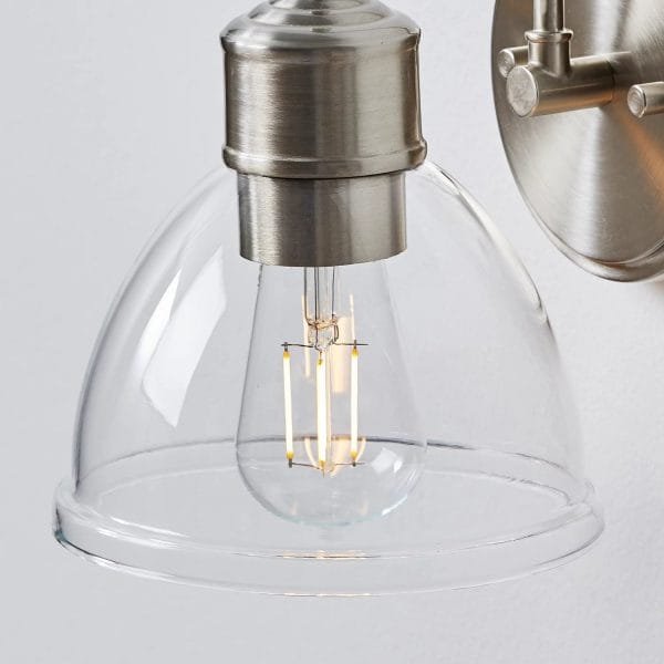 Better Homes & Gardens Glass Sconce Wall Light, Satin Nickel Finish - Imagen 6