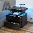 Hommpa LED Nightstand with Wireless Charging Station, Black