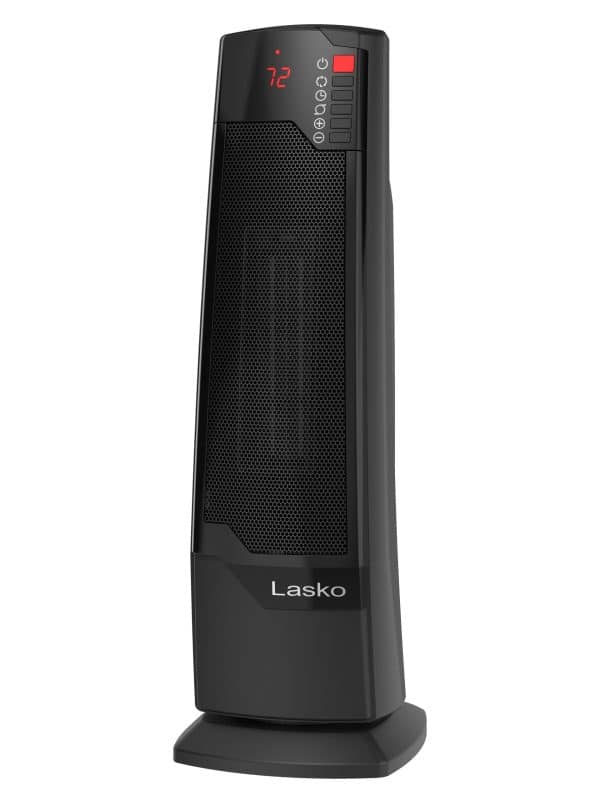 Lasko 1500W Oscillating Ceramic Tower Electric Space Heater with Remote, Black