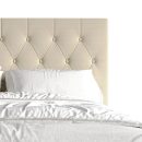 Simple Button Tufted Linen Upholstered Bed Beige – Twin