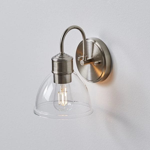 Better Homes & Gardens Glass Sconce Wall Light, Satin Nickel Finish - Imagen 3