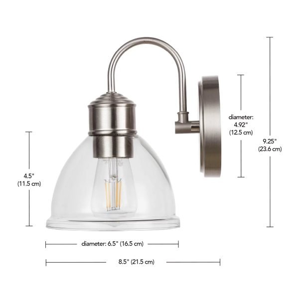 Better Homes & Gardens Glass Sconce Wall Light, Satin Nickel Finish - Imagen 7