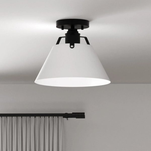 11.1 Modern Craftsman Matte Black Semi Flush Mount - Image 3